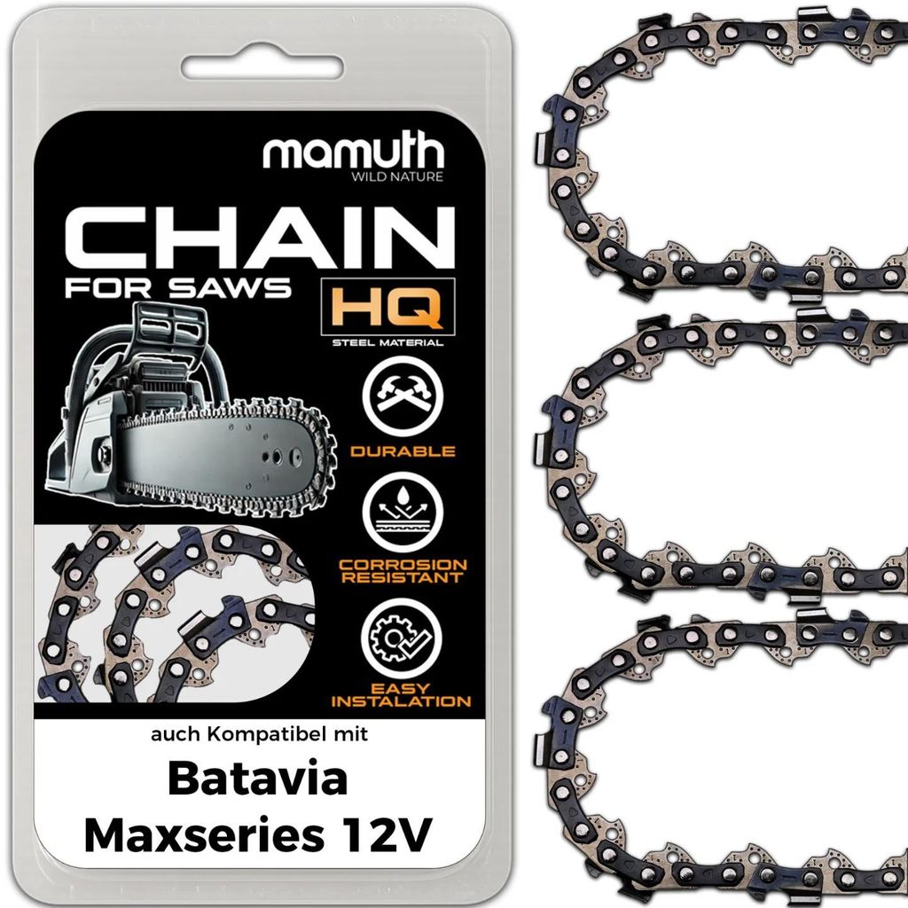 3 řetězy na pilu, řetězová pila, 15 cm, 1,1 mm, 1/4", 32 Obrázek produktu 