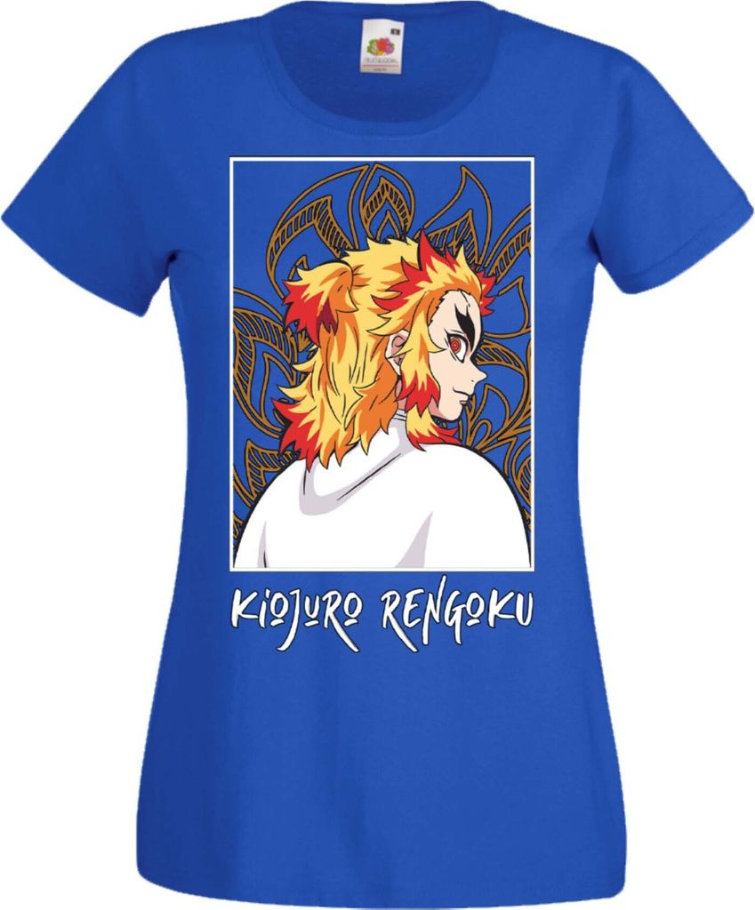 Damen T-Shirt Manga Anime Demon Anime Slayer Kyojuro Rengoku 03 Scorching Sun, Lady S / Blau