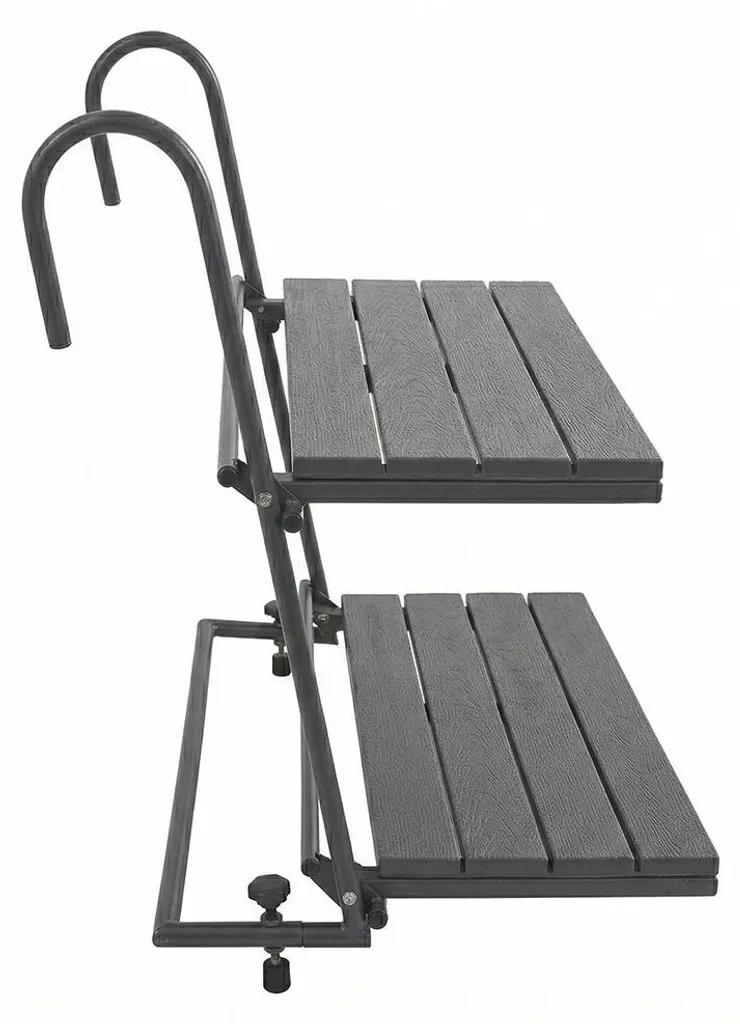 Table de balcon pliable Ninfa aspect bois, structure acier robuste