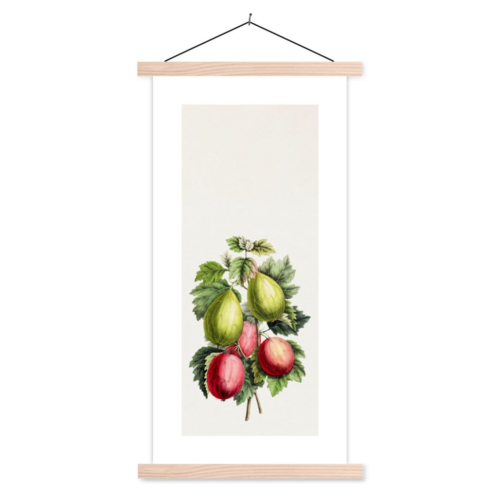 MuchoWow Textilposter Lebensmittel - Pflanze - Feigen 40x80 cm mit holzfarbenen Rahmen - Wohnzimmer