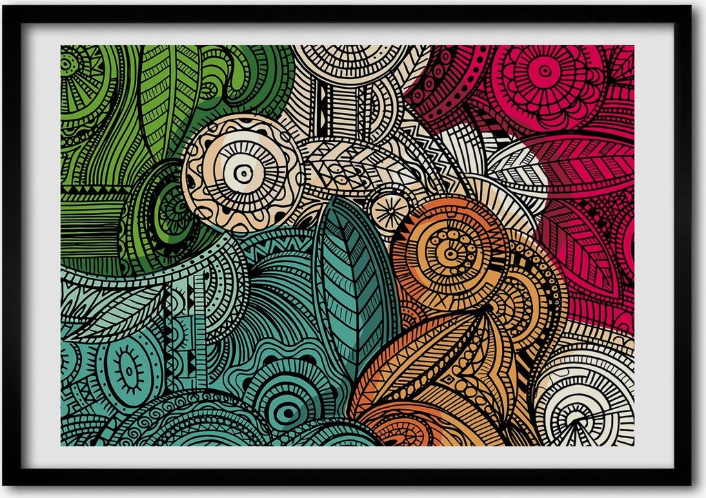 Bild - Bilder - Bilderrahmen - 70 cm x 50 cm - MDF-Rahmen, Wandkunst abstrakte Federn
