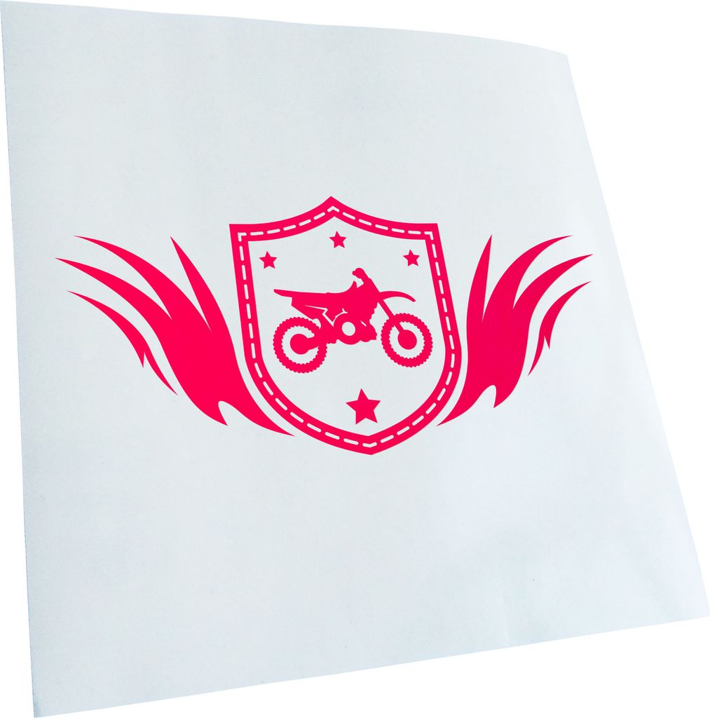 Kiwistar - Autoaufkleber - Motocross Wappen - Neonpink - 50x23cm - Aufkleber für Auto, Laptop, Fahrrad, LKW, Motorrad mehrfarbig JDM Decal Racing