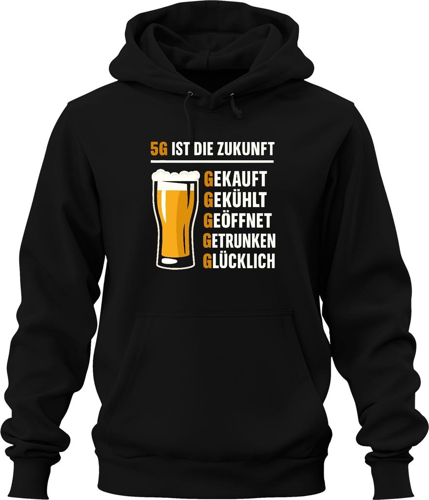 5G ist die Zukunft Gekauft Gekühlt Getrunken Bier Bierglas Kneipe Uni Hoodie Kapuzenpullover, Schwarz, XL