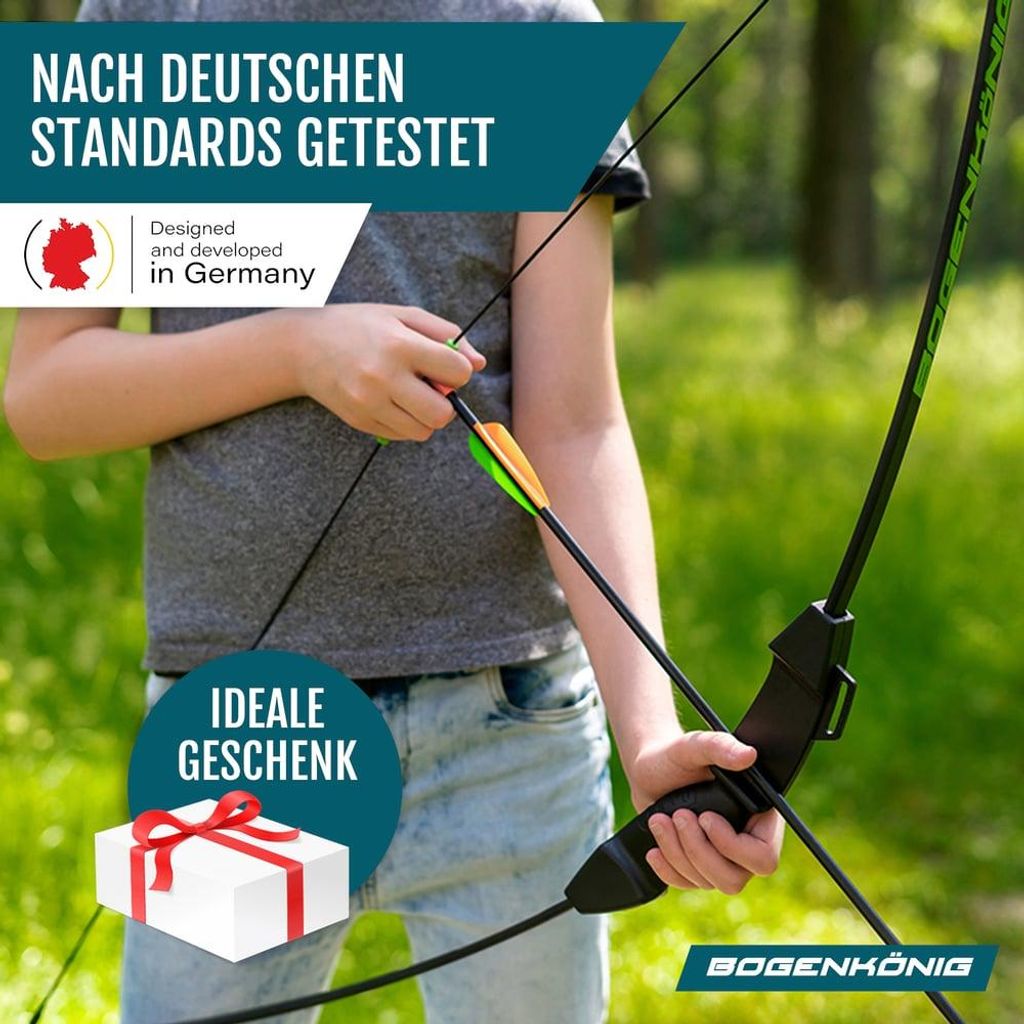 VidaXL Arc Classique Pour Débutant – 49″ (124cm), 20 Lb (9,1kg), Nylon – Avec Carquois, Repose-flèche, Viseur – à Partir De 14 Ans