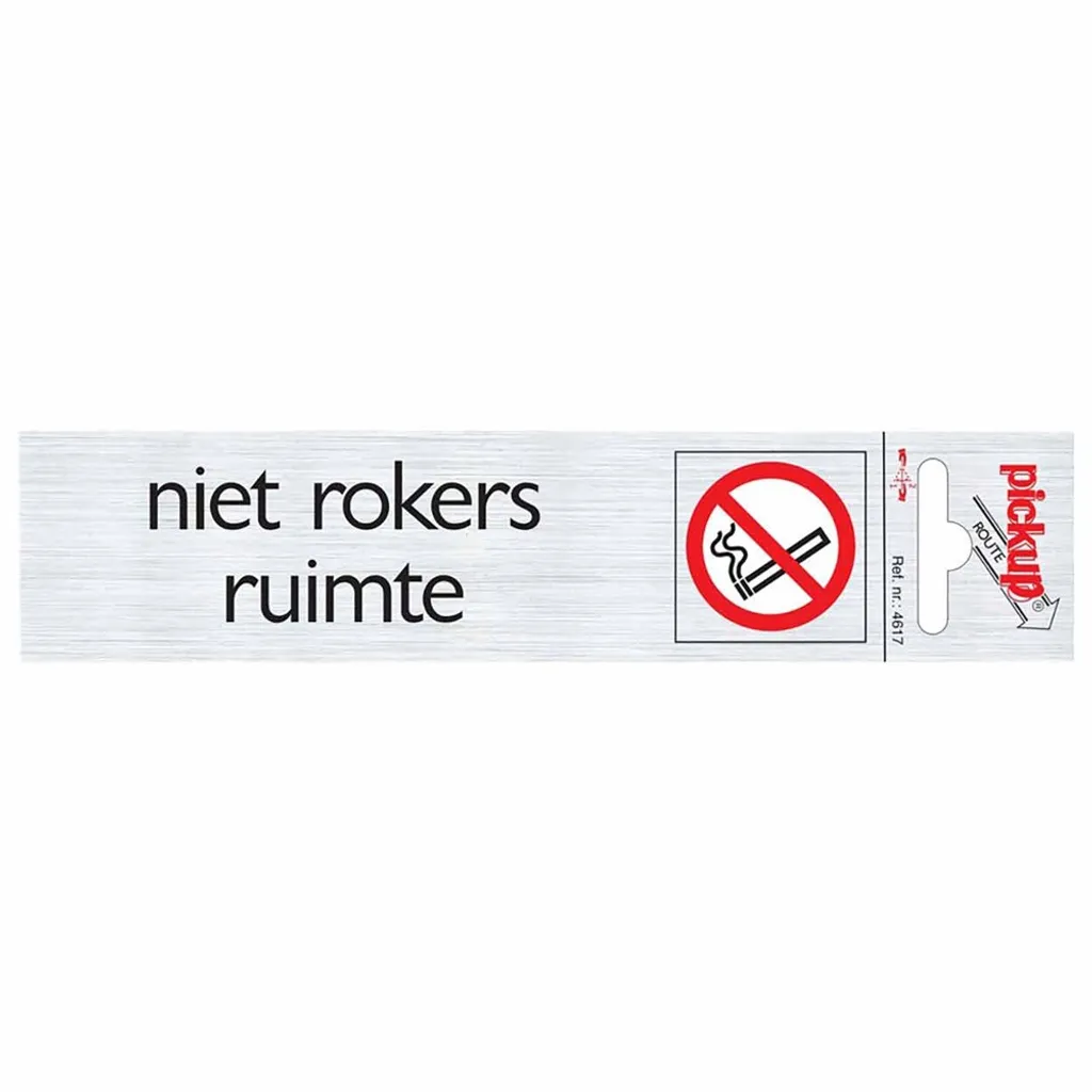 Panneau Interdit de Fumer Alulook 164x44mm Finition Aluminium Brossé