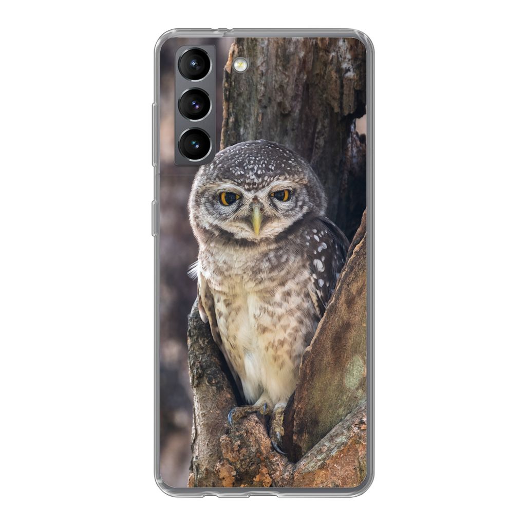 MuchoWow Handyhülle Schutzhülle Hülle für Samsung Galaxy S21 Eule - Baum - Wald Silikon Softcase Handy Hülle - Softcase