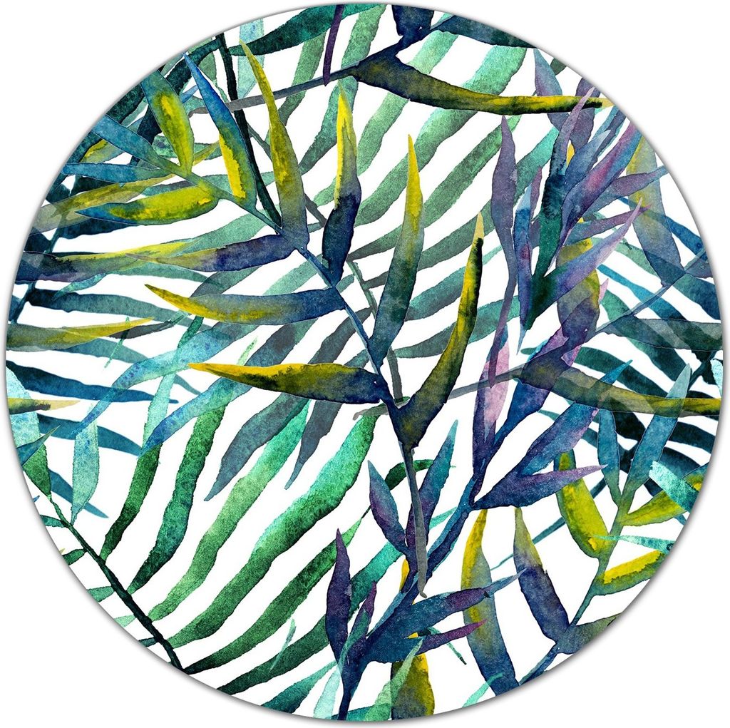 Herd-Abdeckplatte Glas Schneidebrett Ceranfeld-Abdeckung - 40 cm - Blätter grün blau