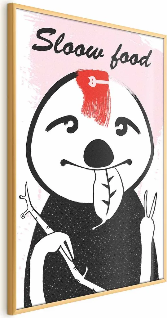 Poster Artistico Bradipo con Cornice Oro 40x60 cm - Idea Regalo Unica