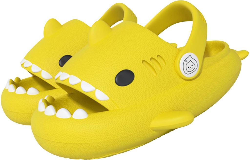 Kinder-Badeschuhe, rutschfest, mit Haifischmuster, gelb, Größe 33/34 EU
