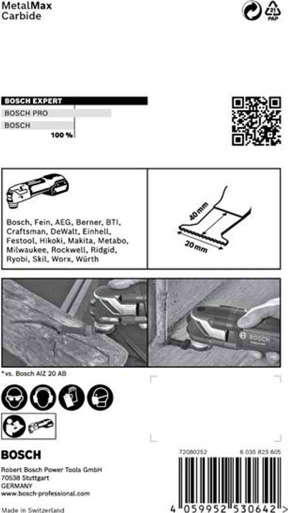 EXPERT MetalMax AIZ 20 AIT Tauchsägeblatt für Multifunktionswerkezeuge, 40x20 mm