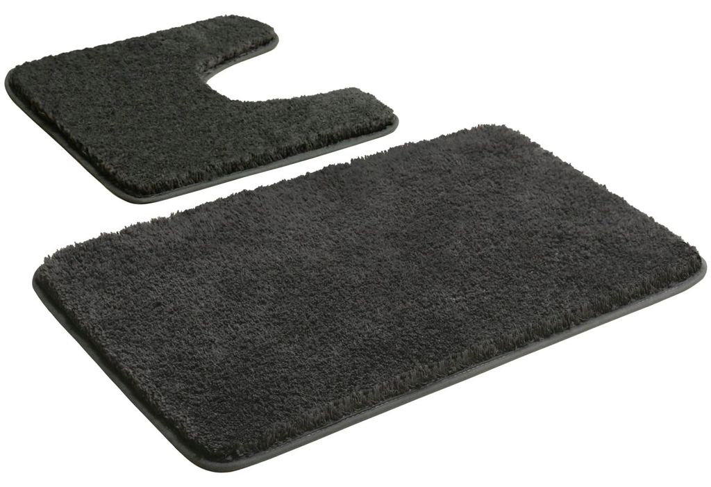 Badezimmermatten-Set: Weiche Mikrofaser-Badematte, grau, 2-teiliges Badezimmermatten-Set, waschbare, rutschfeste Duschmatte, flauschige Bade- und T...