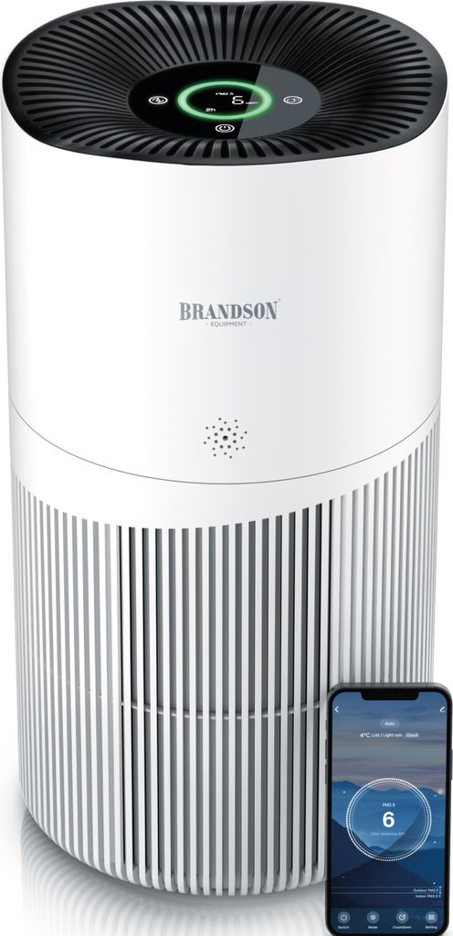 Brandson Luftreiniger leise, Air Purifier, Raumluftreiniger für 90 m² Räume, Allergiker H13 HEPA Filter entfernt 99,97% Viren Bakterien Allergen...