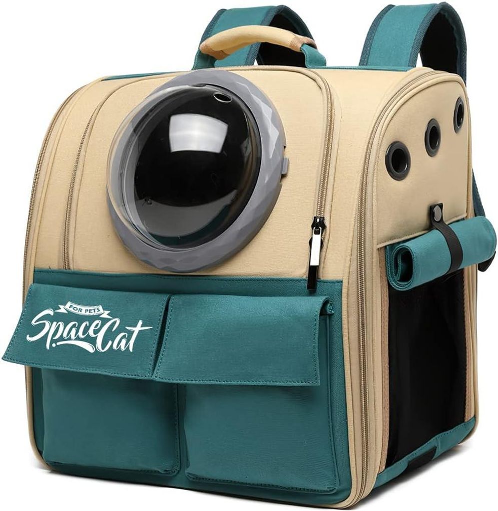 Rucksack im Raumkapsel-Design – belüftet, für kleine Hunde/Kätzchen, khaki