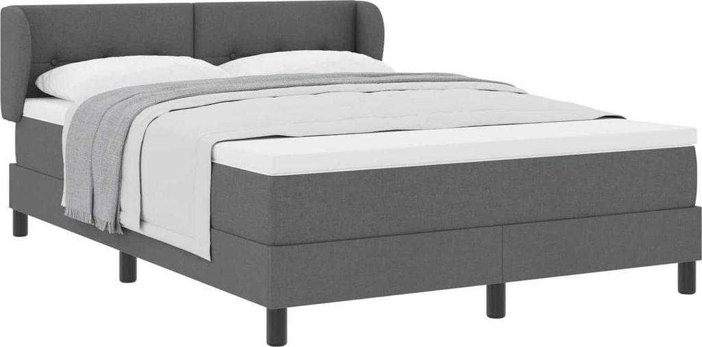 vidaXL Boxspringbett mit Matratze Dunkelgrau 160 x 200 cm Stoff
