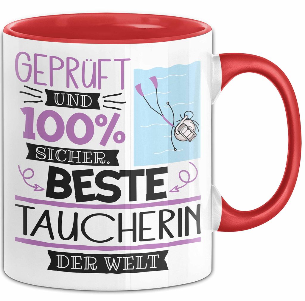 Beste Taucherin Der Welt Tasse Geschenk für Eine Taucherin Und Sicher Geschenkidee Geburtstag Weihnachten (Rot)