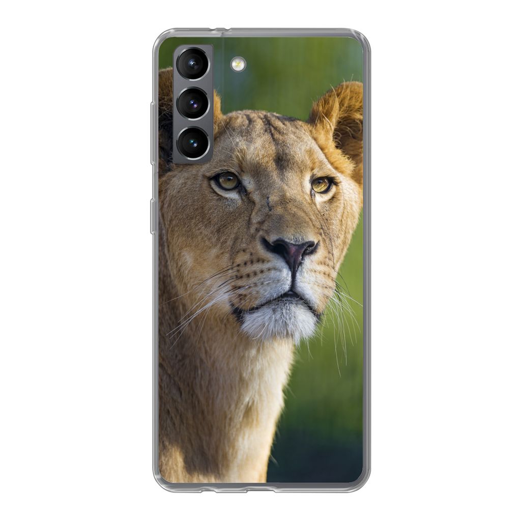 MuchoWow Handyhülle Schutzhülle Hülle für Samsung Galaxy S21 Porträt - Löwe - Wild Silikon Softcase Handy Hülle - Softcase