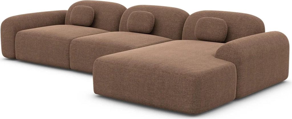 Strukturstoff L-Form Sofa Nuvia Braun Rechts