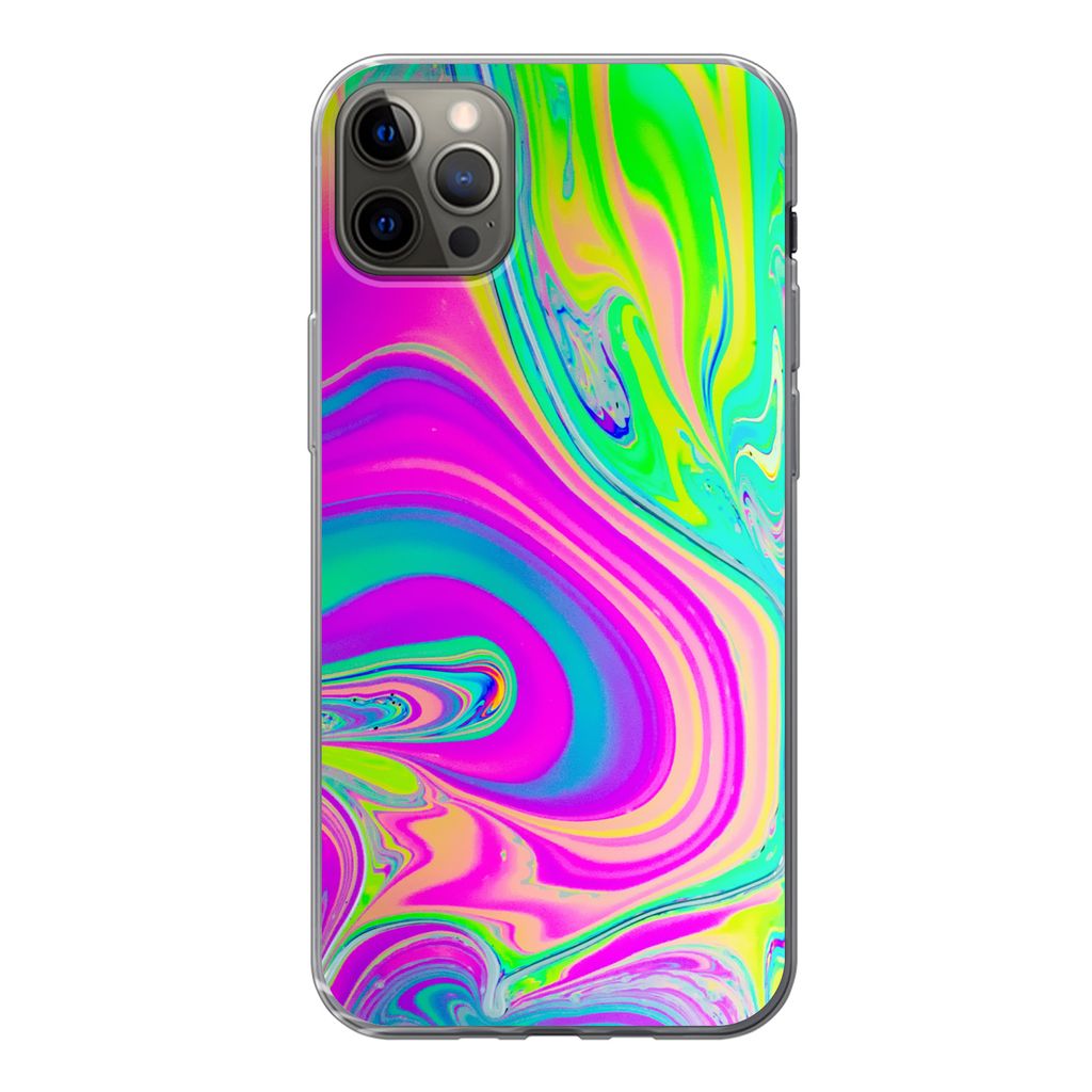 MuchoWow Handyhülle Schutzhülle Hülle für iPhone 13 Pro Max Formen - Farbe - Kunst - Psychedelisch Silikon Softcase Handy Hülle - Mobiltelefon