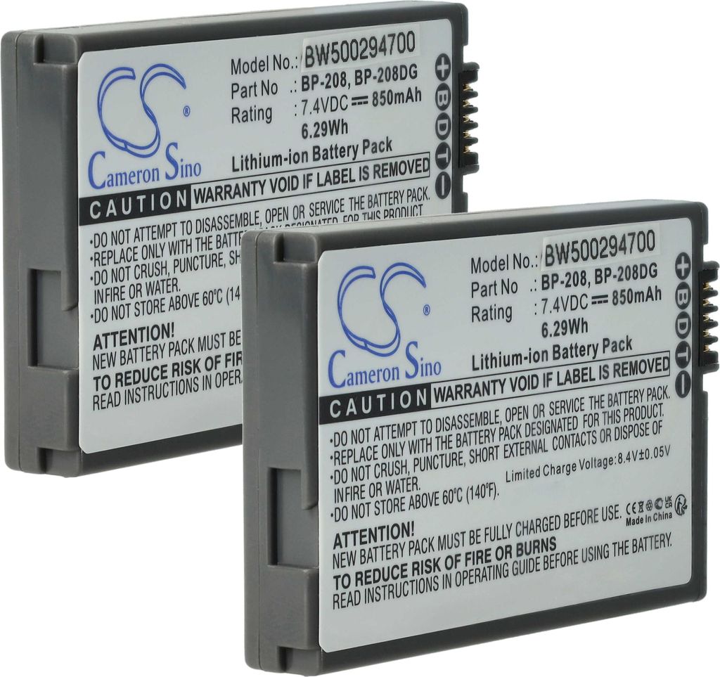 vhbw 2x Akku kompatibel mit Canon DC220, HR10, DC210, DC95, DC100, DC50, DC20, DC230, DC21, DC40, DC10 Videokamera Camcorder (700 mAh, 7,4 V, Li-Ion)