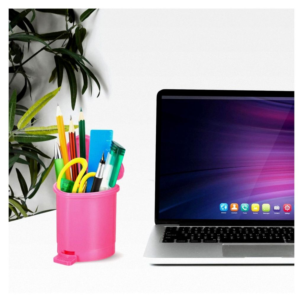 Kleiner Desktop-Mülleimer mit Deckel für Büro, Küche und Schlafzimmer, tragbarer Papierkorb in Rosa, 4,13 x 3,54 Zoll, praktische Aufbewahrung ...