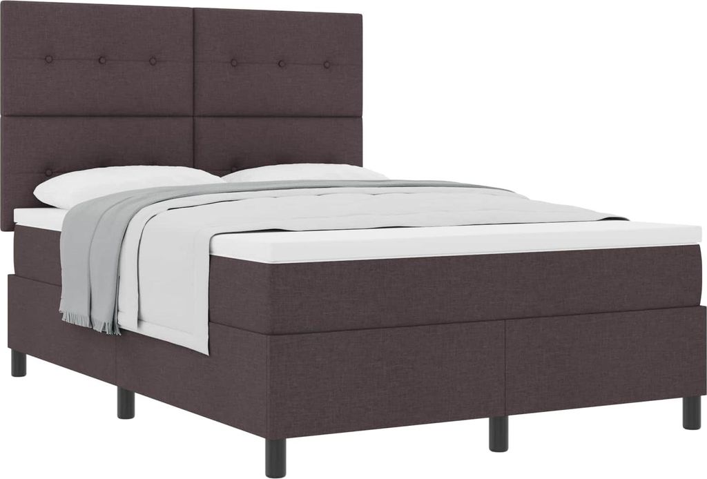vidaXL Boxspringbett mit Matratze Dunkelbraun 140 x 200 cm Stoff