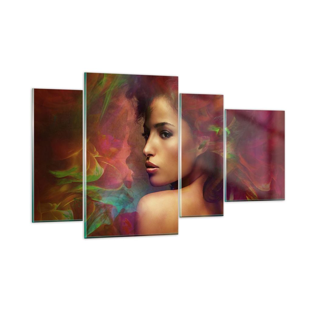 Bilder auf glas - frau gesicht - 120x70cm - Glasbilder - Wandbilder - Bilder - Kunstdruck - zum Aufhängen bereit - Wanddekoration aus Glas - Glas ...