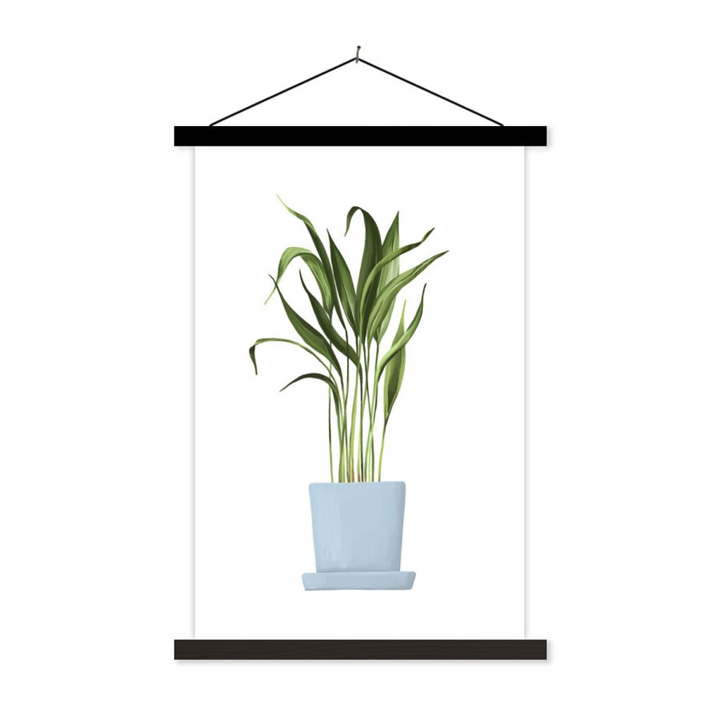 MuchoWow Textilposter Zimmerpflanze - Blumentopf - Weiß 40x60 cm mit schwarzem Rahmen - Wanddekorationen