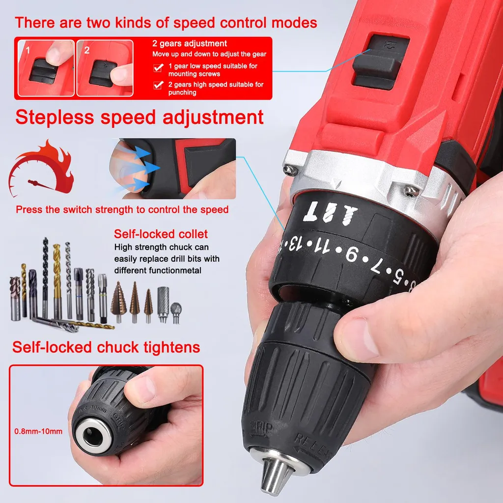 Perceuse domestique 21V pour montage de meubles et travaux de perçage - 3