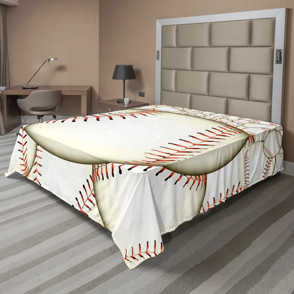 Lenzuolo Singolo Baseball ABAKUHAUS Rosso/Crema | 266x260 cm Decorativo