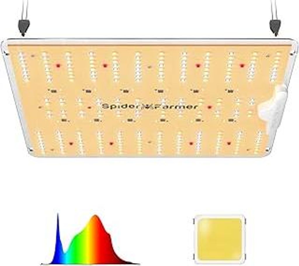 Spider Farmer LED Grow Lampe SF1000D LED Vollspektrum Pflanzenlampe mit Samsung LM301B Dioden 100W Abdeckung 60x60cm Grow Light Wachstumslampe für...