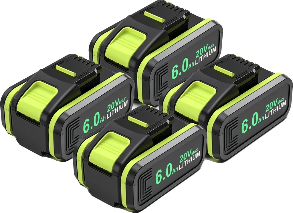 Batterie 20V 6,0 Ah Li-Ion : Capacité Maximale et Lot de 4 pour l'Autonomie