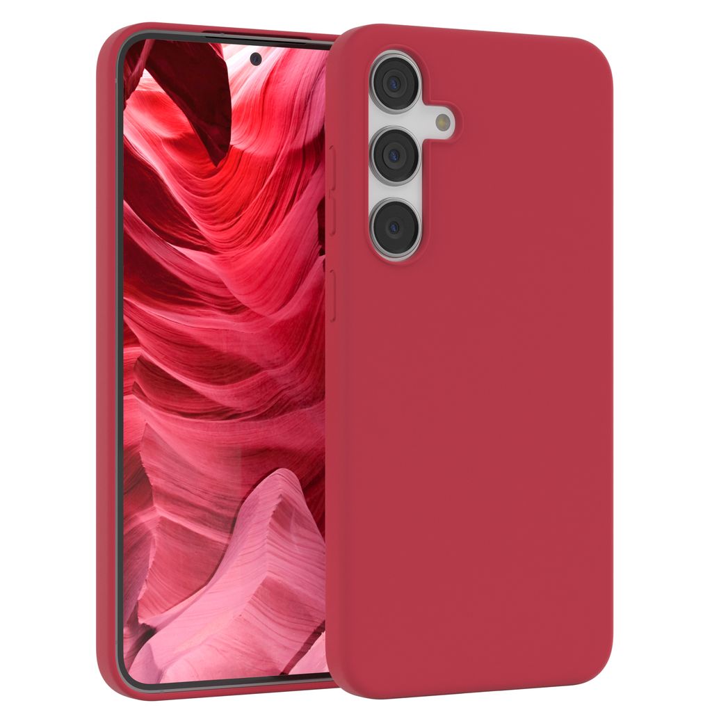 EAZY CASE Silikonhülle für Samsung Galaxy S24 Plus Silikon Backcover Schutz in Rot