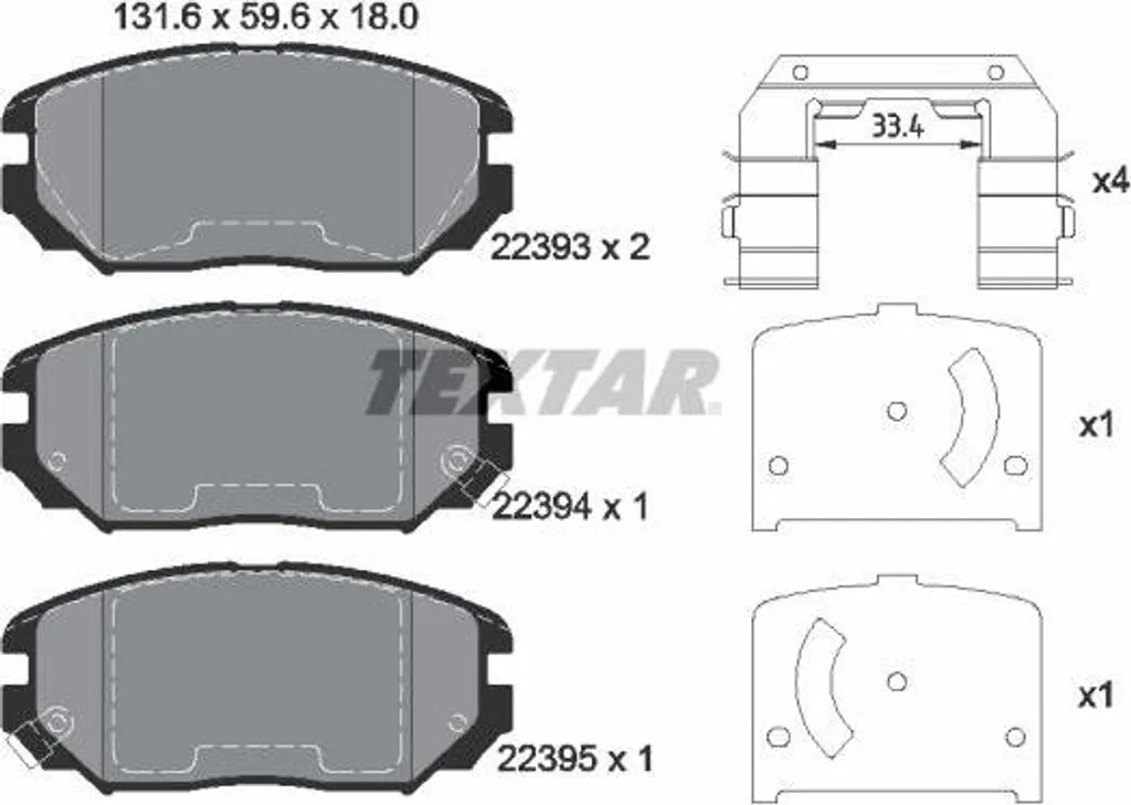 Plaquettes de Frein Textar 2239301 Haute Résistance pour Tucson OE