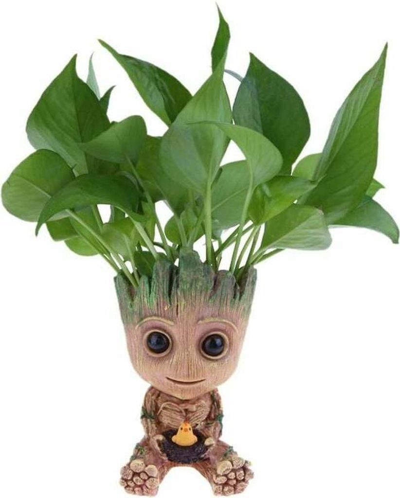 Baby Groot Blumentopf, T-Audacity Tree Man Sukkulenten-Pflanztopf, süßer grüner Pflanzentopf mit Abflussloch, Bleistifthalter, Schreibtisch-Orna...