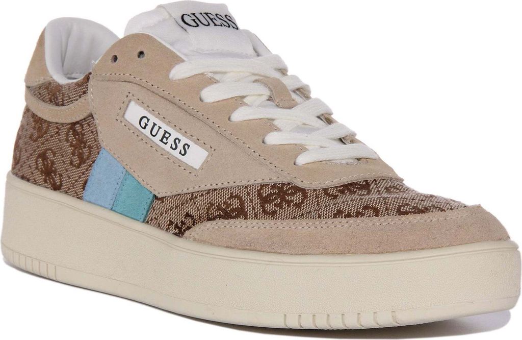 Guess Sisty Frauen Schnürung 4G Logo Druck Turnschuhe Braun Blau – undefined / Braun Blau