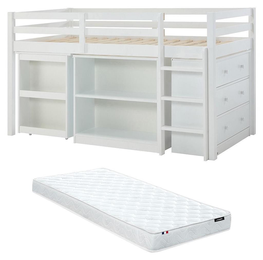 Etagenbett 90 x 190 cm mit Kommode und ausziehbarem Produktbild 
