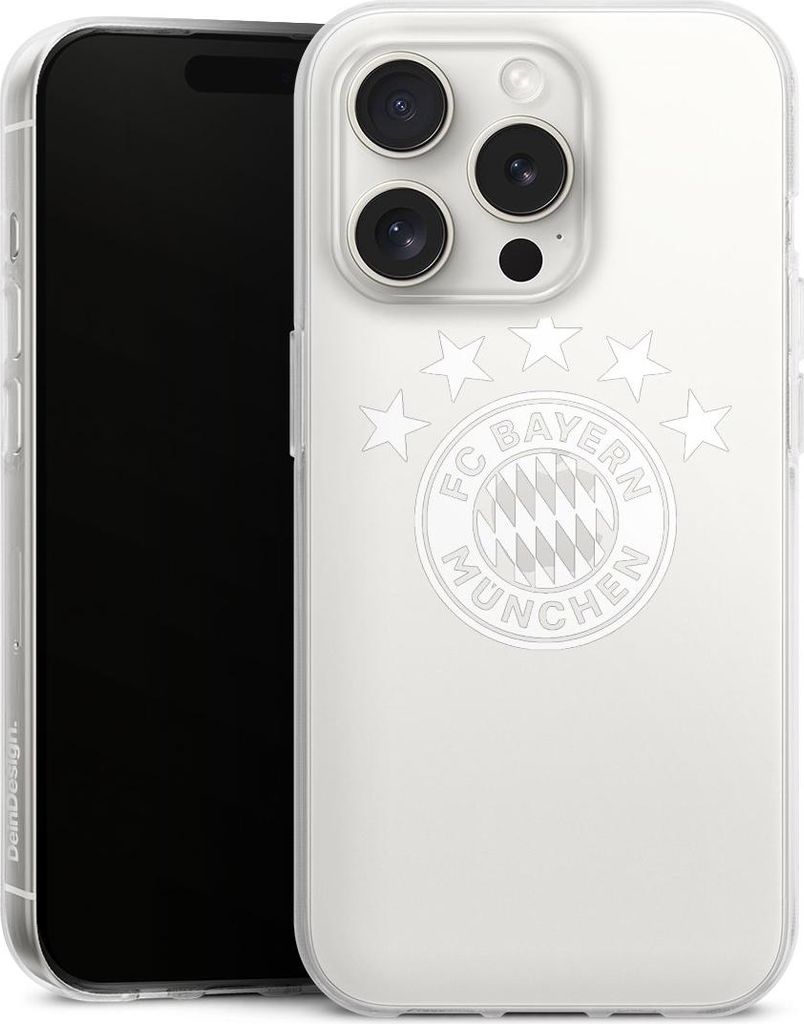 DeinDesign Handyhülle für Apple iPhone 15 Pro Silikon Hülle Case Smartphone Schutzhülle FC Bayern München FCB transparent