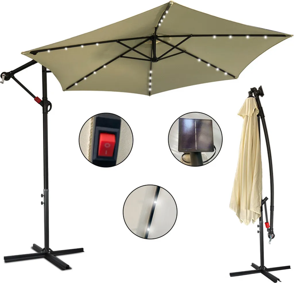 Ombrellone Yakimz 350cm LED: Il Top per il tuo Barbecue in Giardino