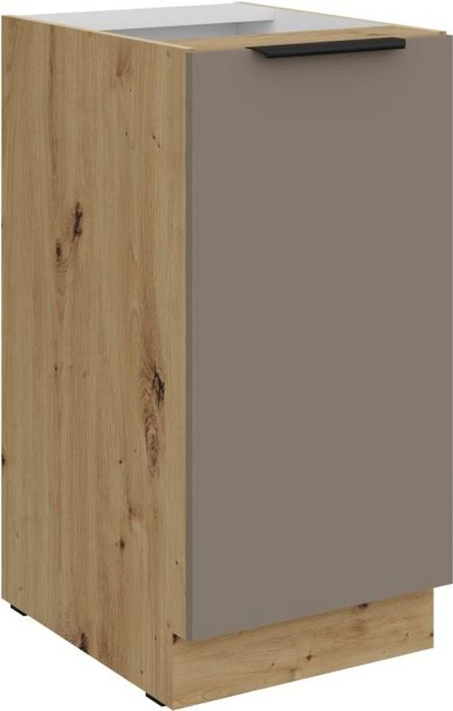 LUNARA Unterschrank mit einer Tür – Breite 40 cm, Dunkelbeige/Eiche (handwerklich)