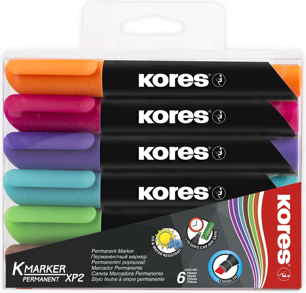 Kores Permanent-Marker "K MARKER" Keilspitze 6er Etui Produktbild 