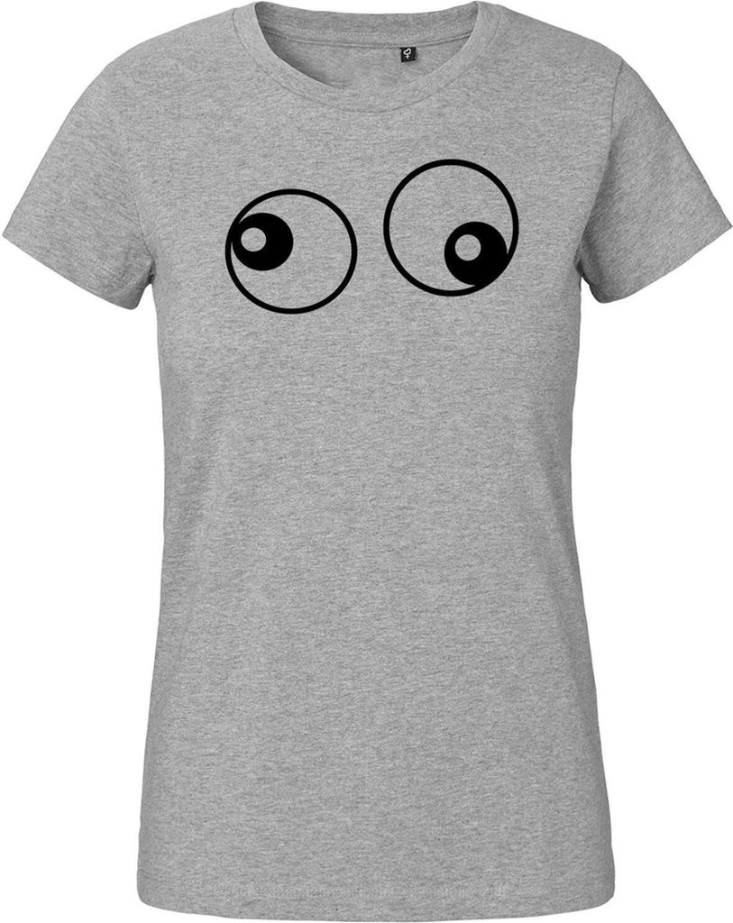 Huuraa Damen T-Shirt Freaky Eyes XS Sport Grey Bio Baumwolle Fairtrade Damenshirt Geschenkidee