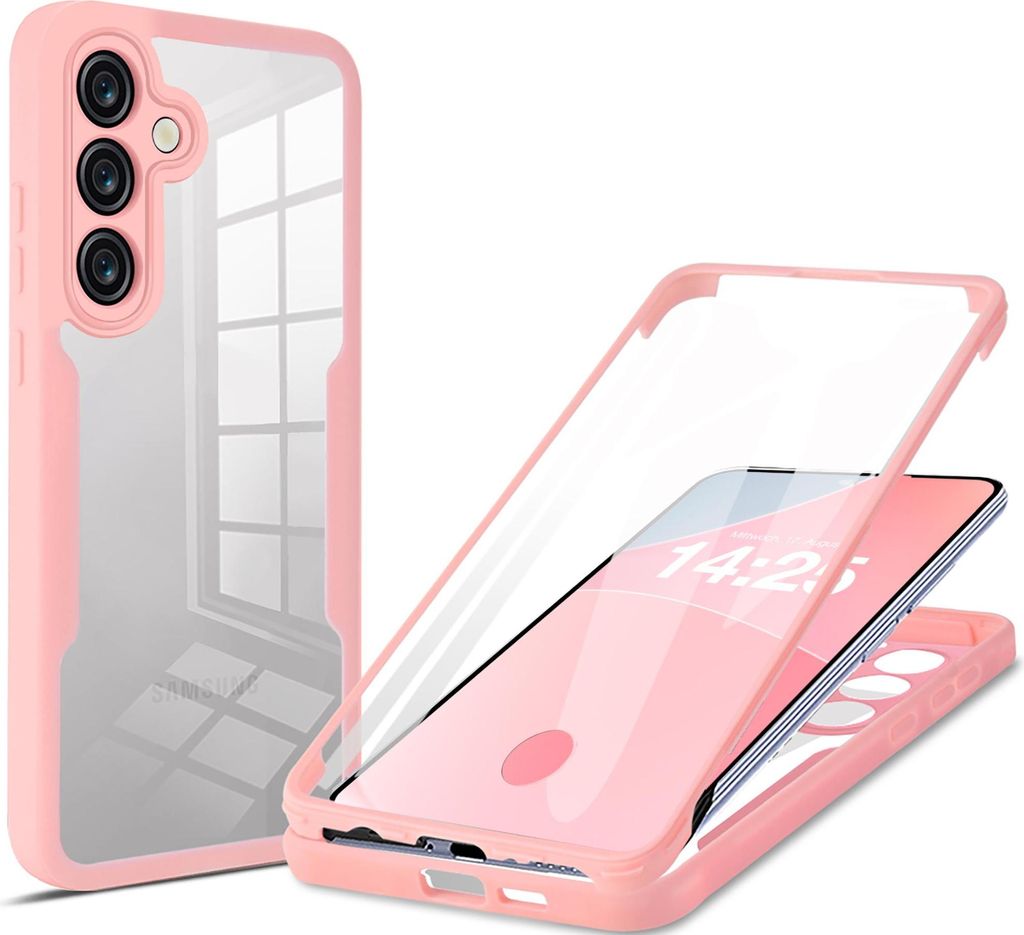 360 Grad Rundum Schutz Handyhülle für Samsung Galaxy S25 FE Full Cover Vollschutz Case Farbe: Rose