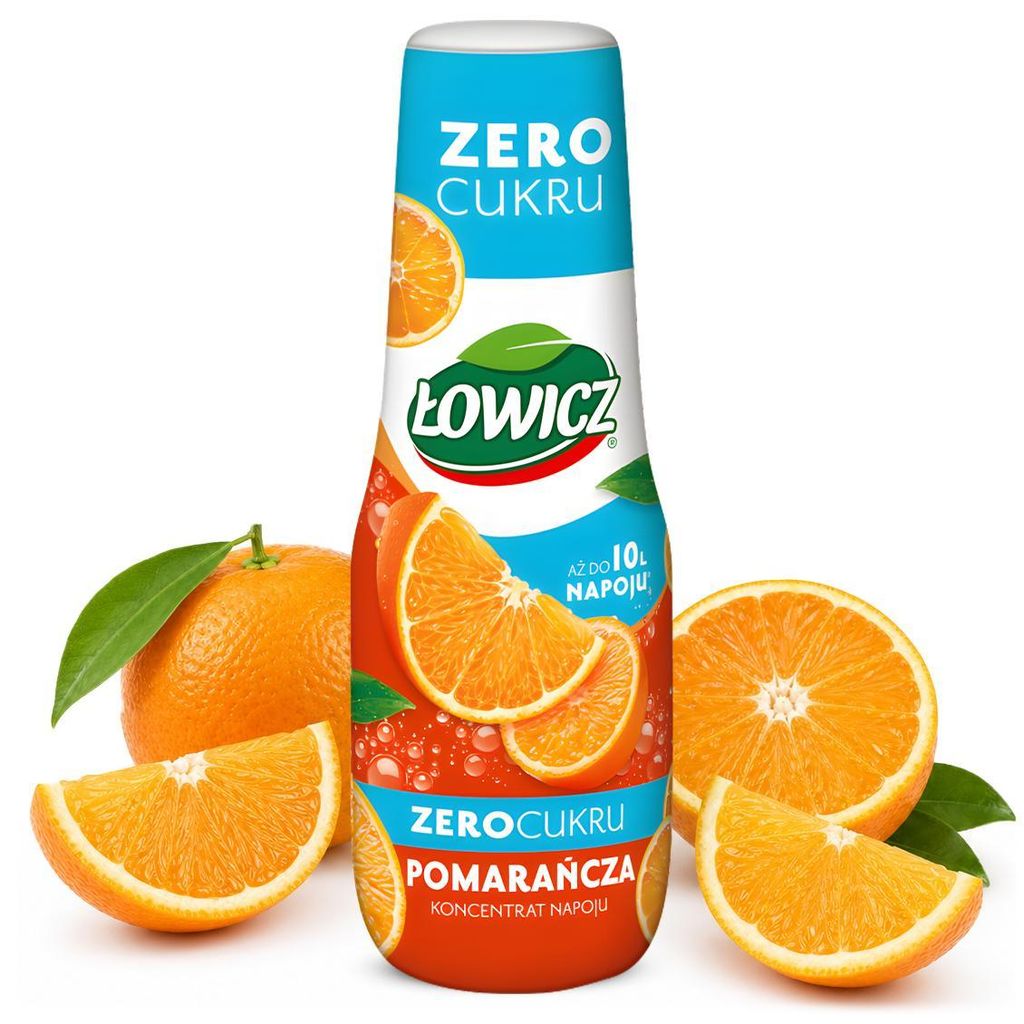 Łowicz Orange Zero Sugar Sirup 500 ml, zuckerfrei, Getränkesirup mit Orangengeschmack