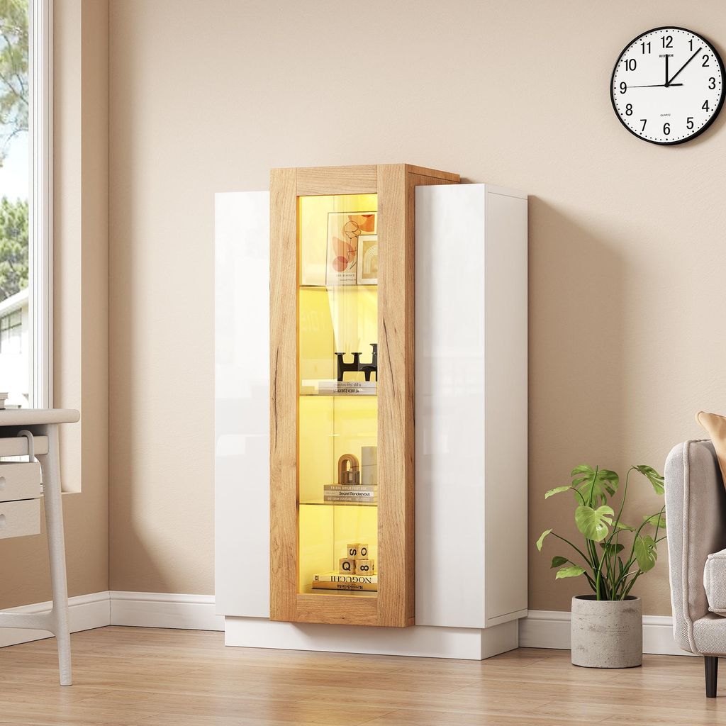 Merax LED-Vitrine mit Acrylfront und Glasablagen, Produktbild 