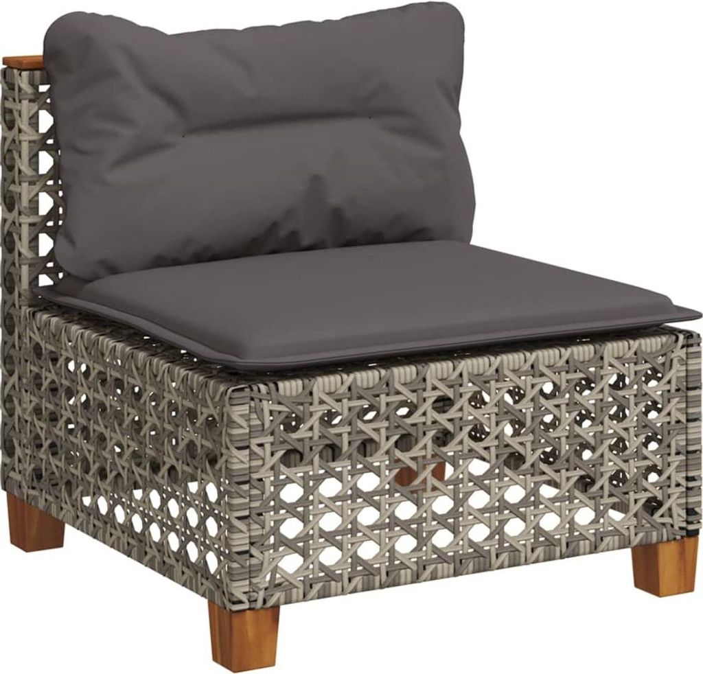 vidaXL Gartensofa ohne Armlehnen mit Kissen Grau Poly Produktbild 