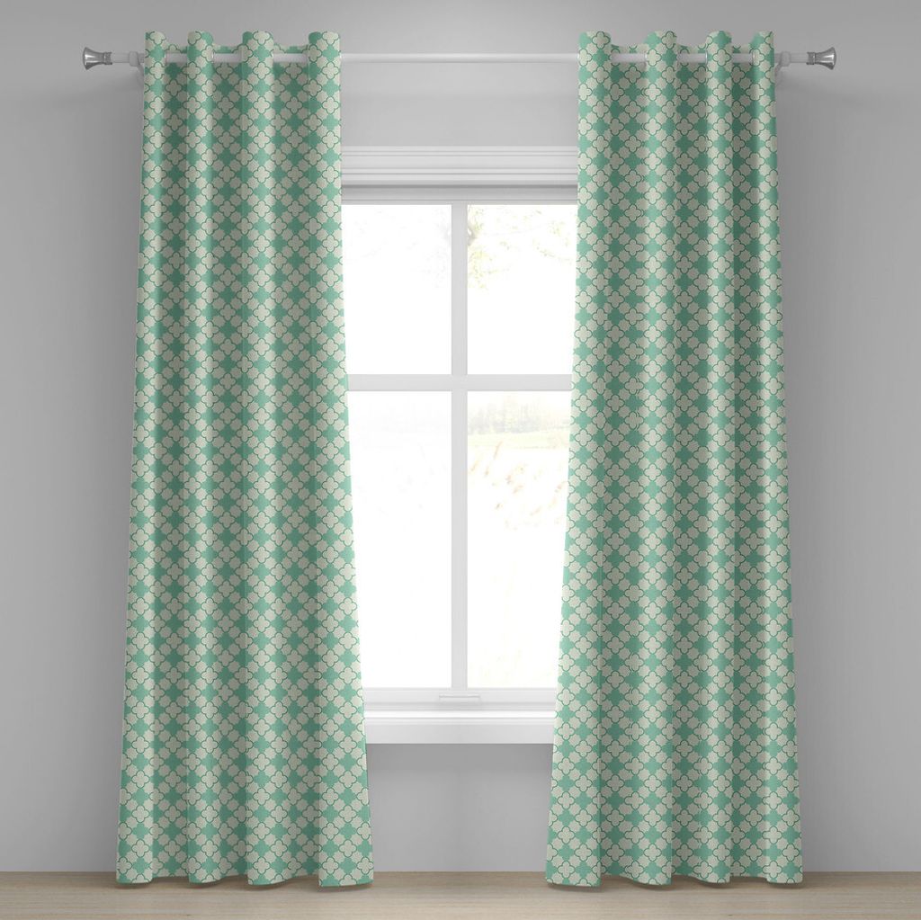 ABAKUHAUS Minze Ösenvorhang, Viktorianisches Art-altmodisches Blumenmotiv-Natur-Thema-Muster weiblich, Dekorative 2-Panel-Fenstervorhänge, 280 cm...