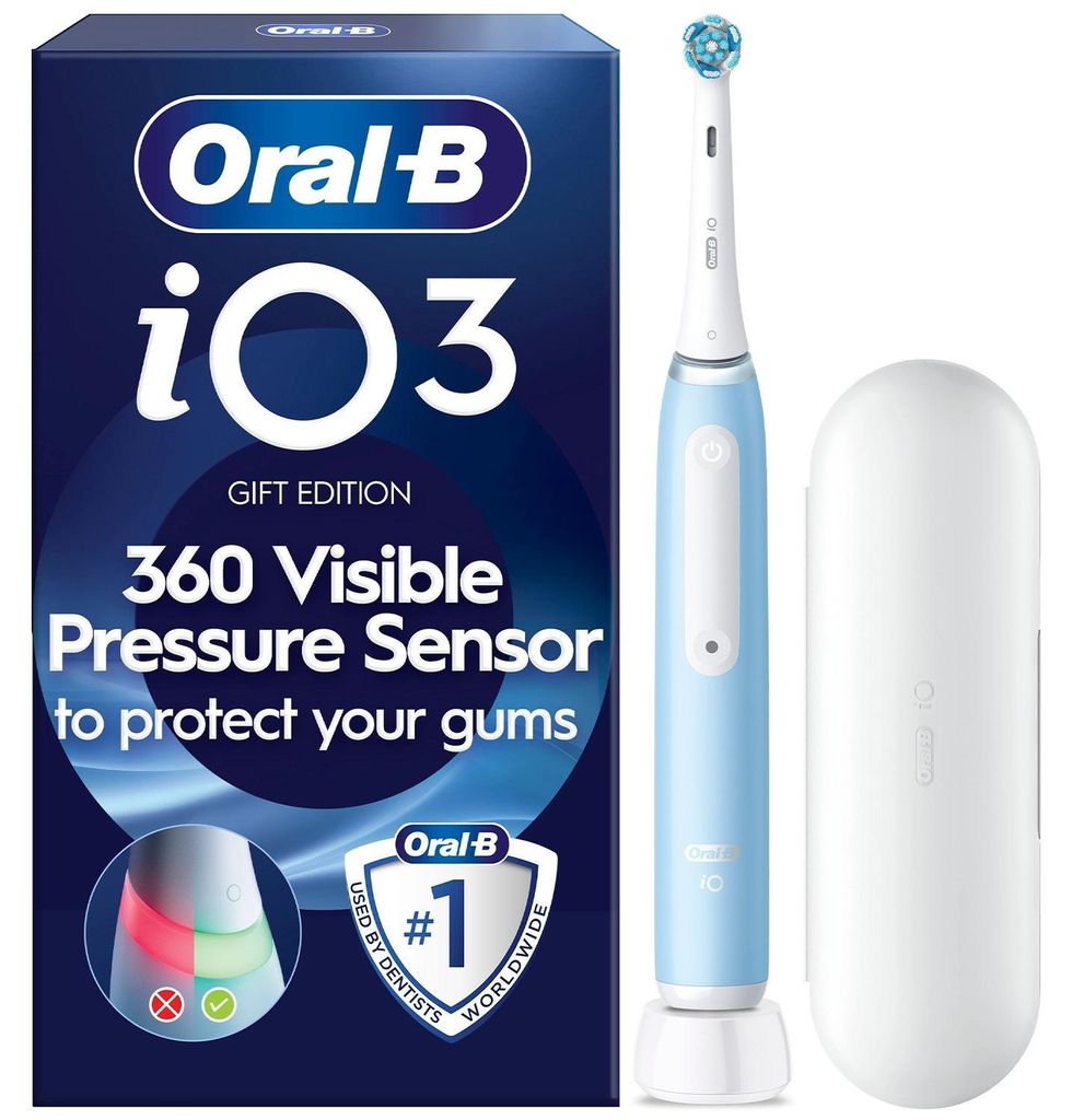 Oral-B iO Series 3 Elektrische Zahnbürste Ice Blue mit Reiseetui Set blau