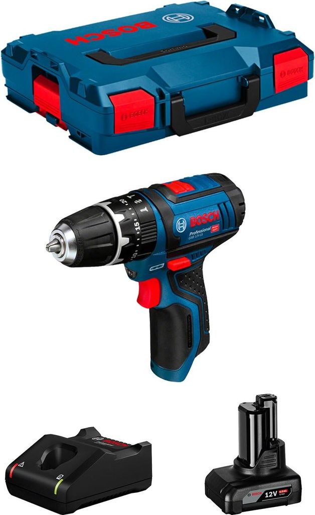 Schlagbohrschrauber BOSCH GSB 12V-15 (1 x 6,0 Ah + GAL12V-40 + L-Boxx 102)