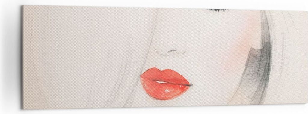 Bild auf Leinwand - Leinwandbild - Frau Gesicht Lippen - 160x50cm - Wand Bild - Wanddeko - Leinwanddruck - Bilder - Kunstdruck - Wanddekoration - L...