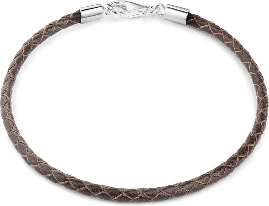 MATERIA by Matthias Wagner Beads Armband Leder braun Herren Damen mit Karabiner 18-22cm A56